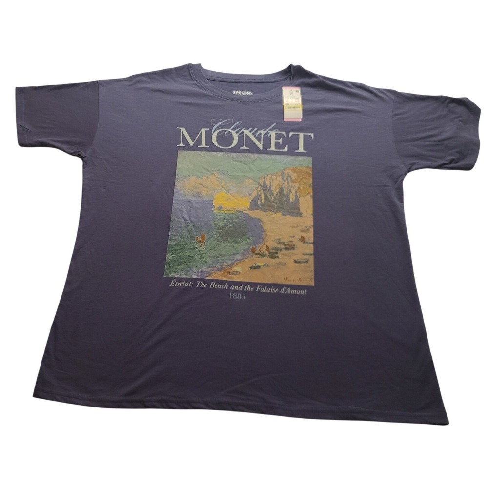Special Thanks Claude Monet Art Graphic Women's T-Shirt XL Dark Gray New NWT